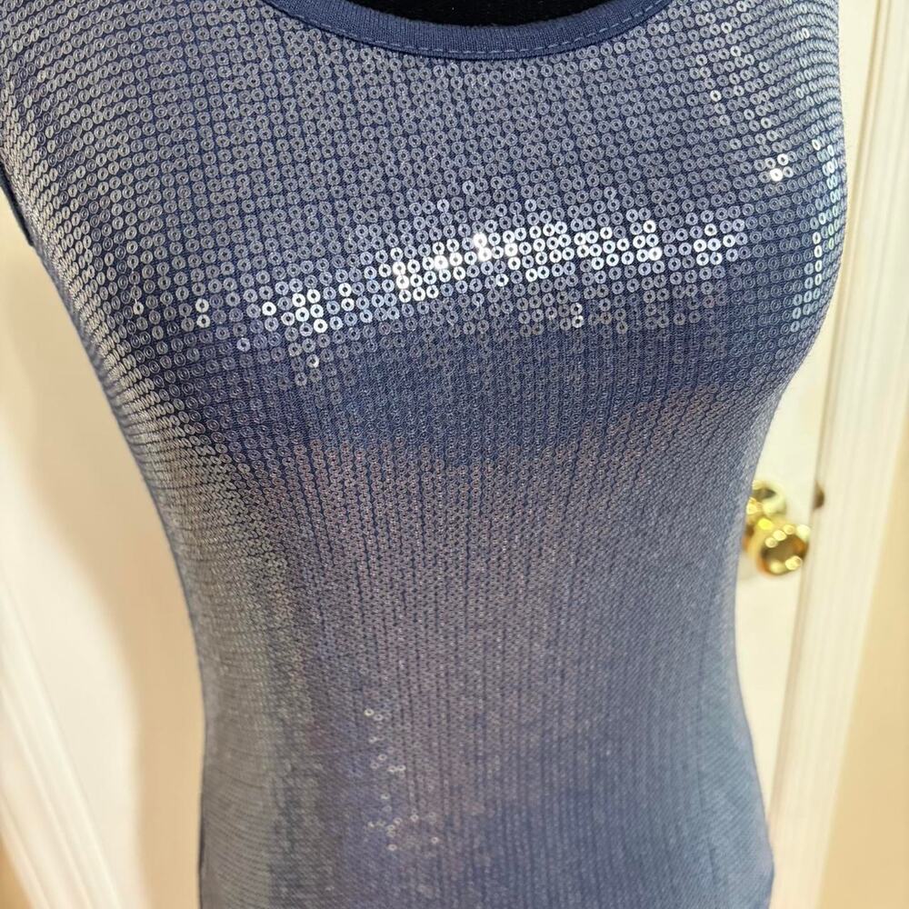 Made in Italy 100% Silk Navy Sequin Tank Top Y2K